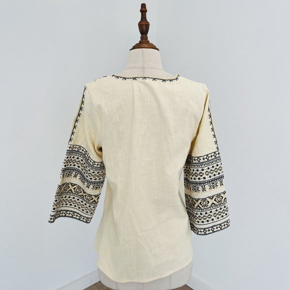 Tigerlily Womens Top Blouse Long Sleeve Embroidered Linen? Oversize Size 6 - Picture 4 of 5